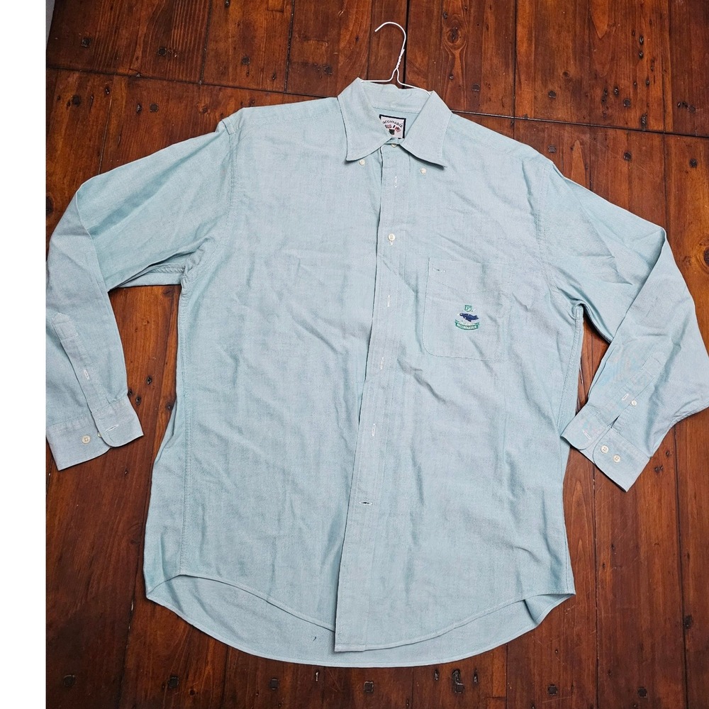 Vintage Faconnable Goldberg Mens Light Blue Oxford Cotton Button Down Shirt